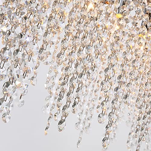 APBEAMLighting dikdörtgen kristal avize Modern lineer kolye ışık gömme montaj yağmur damlası ada aydınlatma armatürü yemek odası