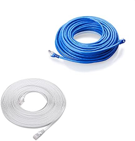 Kablo Matters 75-Foot Snagless Uzun Cat6A (SSTP, SFTP) Korumalı Ethernet Kablosu Mavi ve 50-Foot Cat6 Düz Ethernet Kablosu Beyaz