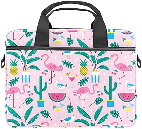 Pembe Flamingo Ananas Karpuz laptop çantası Kadınlar için Messenger omuzdan askili çanta 14.5 İn Laptop taşıma çantası İş Evrak