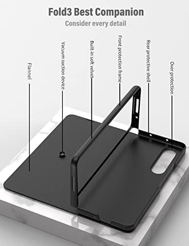 Samsung Galaxy Z Fold 3 5G için KumWum Deri Kılıf Flip Folio Kickstand ile Tam Vücut Kapak Menteşe Koruması-Beyaz