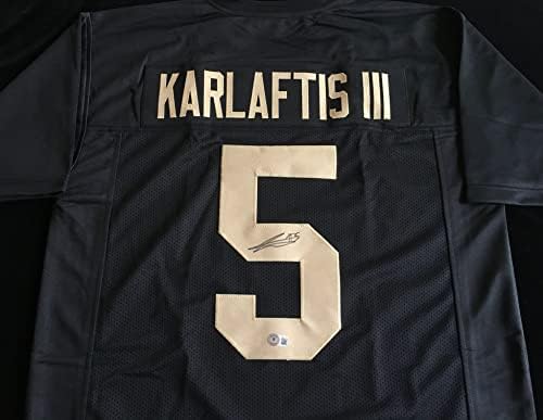 George Karlaftis İmzalı İmzalı Siyah Altın Futbol Forması Beckett COA-Beden XL