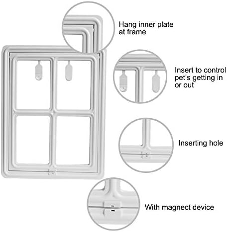 Owlike Pet Köpek Plastik Ekran Kapı Köpek Kedi Kapı Manyetik Kilitleme Güvenli Flap için Ekran Pencere Kapısı (Büyük Beyaz)