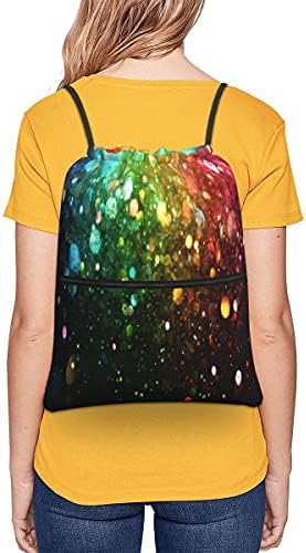 Renkli Kabarcıklar İpli sırt çantası Çanta Sackpack Kadınlar için Büyük 18L x 15.3W Spor Dize Cinch Çuval ile Cep