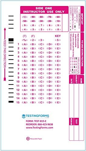 TEST - 815E Çift Taraflı 815 E 15 Soru Uyumlu Test Formları (100 Sayfalık Paket)