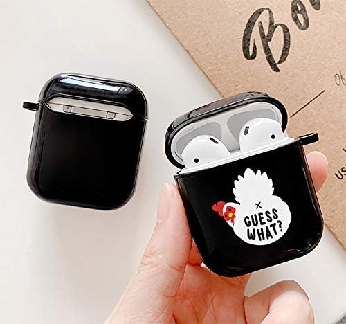 Siyah Komik Airpods için Kılıf, Tahmin Et Ne Tavuk Butt, yumuşak Koruyucu Kapak için Apple hava pod 1 2 ile Anahtarlık Eğlenceli