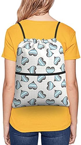 Sevimli demiboy kalp ipli sırt çantası su geçirmez spor spor çanta rahat Cinch çuval kadın erkek için