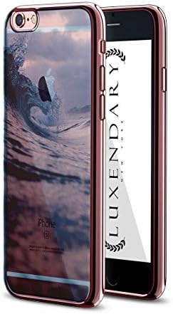 Luxendary LUX-i6crmr-WAVE1 Mavi Okyanus Dalgaları See-through Tasarım Krom Serisi iPhone için kılıf 6/6 S-Gül Altın