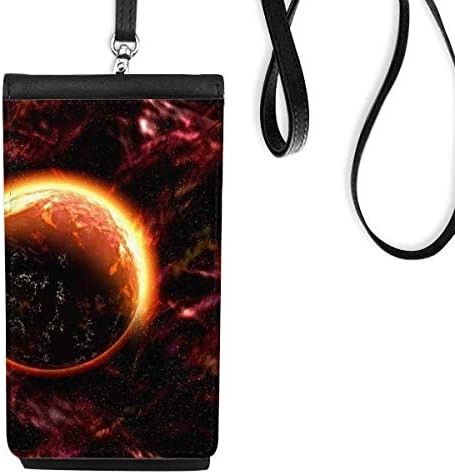 Kırmızı gezegen Karanlık evren Art Deco Hediye Moda Telefon cüzdan çanta asılı cep kılıfı siyah Cep