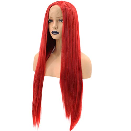 Bayanlar Peruk-Uzun Saç Peruk Fiber Ön Dantel Peruk Kırmızı uzun saç, Ön Dantel Örgü İle 26 İnç (Kırmızı)