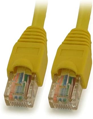 MyCableMart 7ft Cat5E Ethernet RJ45 Yama Kablosu, Telli, Snagless Önyüklemeli, Sarı