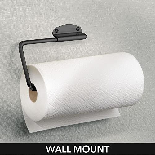 mDesign Metal Duvara Monte Kağıt Havlu Tutacağı ve Dağıtıcısı, Duvarlara veya Dolapların Altına Monte Edilir-Mutfak, Kiler, Yardımcı