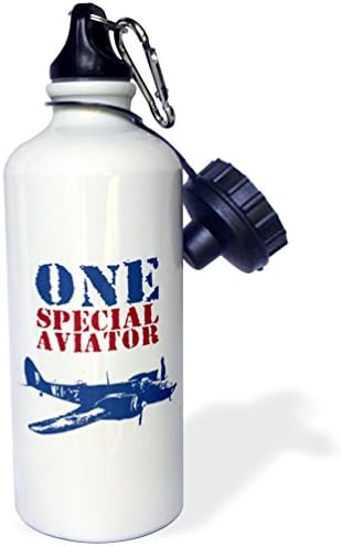 3dRose Grunge Mavi Savaş Uçağı Kelimelerle Bir Özel Havacı-Spor Su Şişesi, 21 oz, 21 oz, Çok Renkli