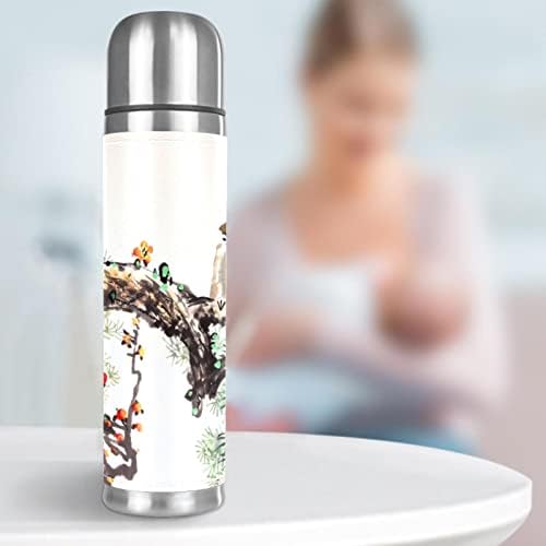 Lilibeely 17 oz Vakum Yalıtımlı Paslanmaz Çelik Su Şişesi Spor Kahve Seyahat Kupa Flask Hakiki Deri Sarılmış BPA Ücretsiz, çin