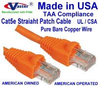 SuperEcable-ABD-0674-40 Ft UTP Cat5e-ABD'de Üretilmiştir-Turuncu-UL 24Awg Saf Bakır-Ethernet Ağ Yama Kablosu