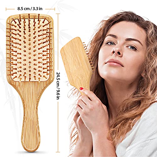 2 Bambu Saç Fırçası Paketi, Bambu Kıllı %100 Doğal Çevre Dostu Saç Fırçası, Her Tür Masaj Kafa Derisi Anti-Statik Saç Detangle,