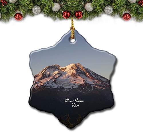 Umsufa Dağı Rainier Washington ABD Noel Ağacı Süsleme Seyahat Hediye Hatıra 3 Inç Porselen Çift Yan