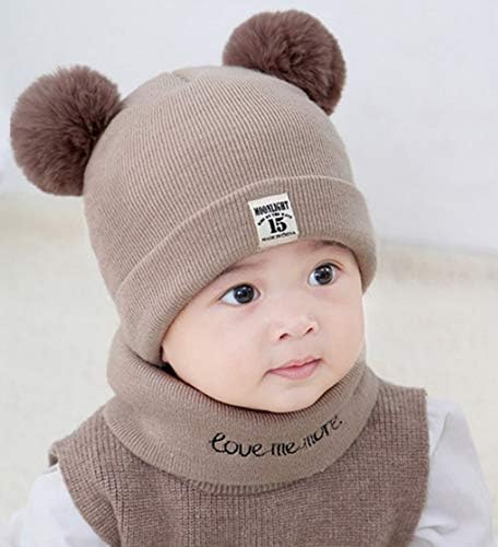 Bebek Yürümeye Başlayan Kış Şapka Eşarp Seti Bebek Kız Erkek Örme Sıcak Kayak Kap Güzel Ponpon Çocuklar Bere 0-12 Ay