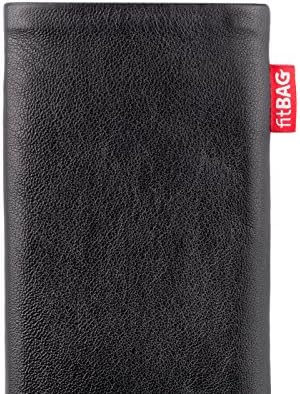 LG V30 için fitBAG Beat Siyah Özel Özel Kılıf. Ekran Temizliği için Entegre Mikrofiber Astarlı İnce Nappa Deri Çanta