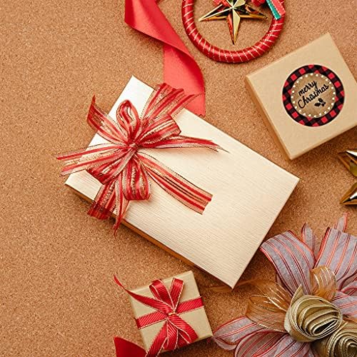 yyshshabab 500 pcs Merry Christmas Çıkartmalar - Ekose dekoratif Sticker Sarma Hediye Kutusu Etiket Noel Etiketleri için Küçük