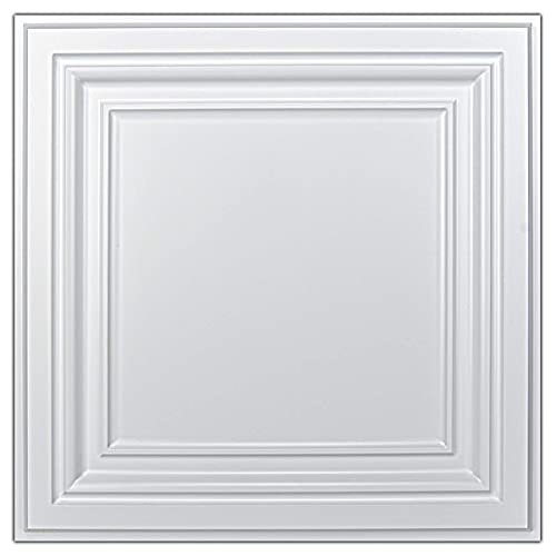 Art3d PVC Tavan Karoları, Beyaz Renkte 2'x2' Plastik Levha (12'li Paket)