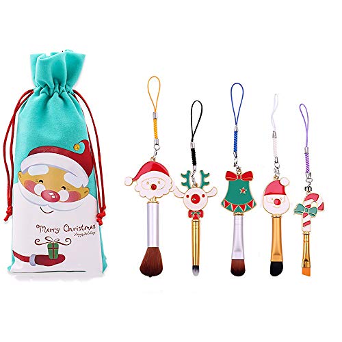 Noel Makyaj Fırça Seti-Noel Baba Elk Şeker Mini Makyaj Aracı Seti, Kaymakam Noel Hediyesi için Kardeş