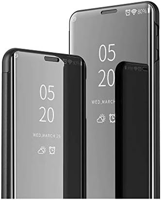 Cep Telefonu Kılıfı için Büyük Galaxy A20s Kaplama Ayna Sol ve Sağ Kapak Kapak Standı ile Cep Telefonu Kılıfı(Siyah) (Renk: Mor)