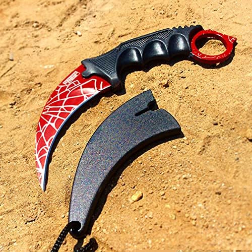 TAKTİK KARAMBİT BOYUN Bıçak Survival Avcılık Karbon Çelik Avcılık Taktik Sabit Bıçak kırmızı CRİMSON WEB