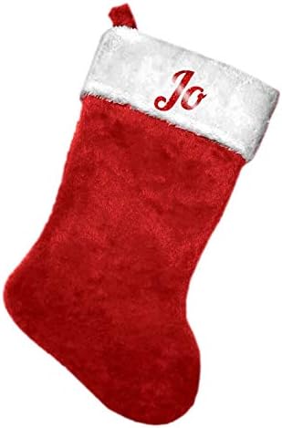 Jo Kırmızı Glitter Peluş Noel Tatili Çorap, 8.5 inç. x 18 inç.