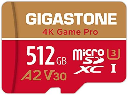 [5-Yıl Ücretsiz Veri Kurtarma] Gigastone 512 GB Micro SD Kart, Oyun Pro, microSDXC Hafıza Kartı için Nintendo-Anahtarı, GoPro,