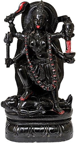 Egzotik Hindistan Anne Kali Siyah Tanrıça-Taş Heykel