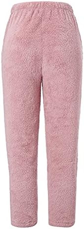 BHSJ kadın Düz Renk Kış Bulanık Polar Pantolon Moda Sıcak Pantolon Gevşek Sherpa Rahat Elastik Sweatpants