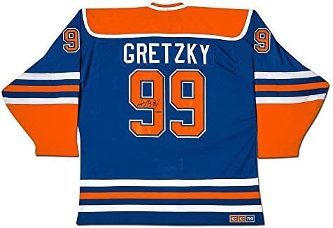 Wayne Gretzky İmzalı Edmonton Oilers” Hokey Kahramanları Mavi CCM Forması - Üst Güverte-İmzalı NHL Formaları