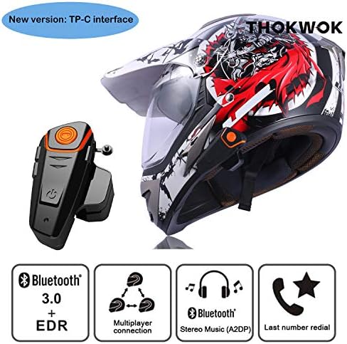 THOKWOK Motosiklet Bluetooth Kulaklık, BT-S2 1000 m Kask Bluetooth Iletişim Sistemleri kayak kaskı Kulaklıklar Bluetooth Interkom