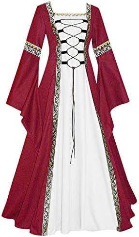 Rönesans Elbise, Fortery Kadınlar Ortaçağ Elbise Kraliçe Elbisesi Retro Kadife Elbiseler Rol Oynamak Giysi Giyinmek