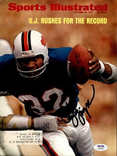 O. J. Simpson İmzalı 1973 Sports Illustrated İmzalı Bonolar PSA / DNA İmzalı NFL Dergileri