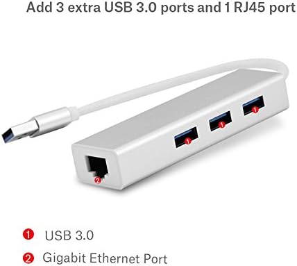 PRAİA Ethernet Ağ Adaptörü, Taşınabilir Yüksek Hızlı 3 Portlu USB 3.0 Hub 1 Gbps RJ45 LAN Ethernet Ağ Adaptörü Dizüstü Bilgisayar