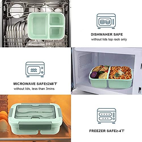 Bento Kutusu Yetişkin Öğle Yemeği Kutusu, Iteryn 3 Bölmeli Bento Öğle Yemeği Kutusu Konteynerleri BPA İçermeyen ve Gıda Güvenli,
