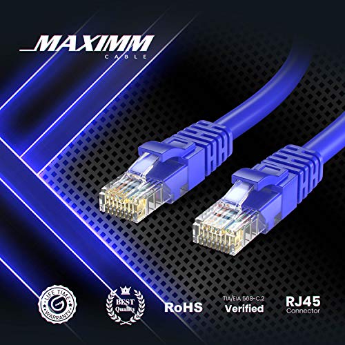 Ethernet Kablosu 6 ft CAT6 Yüksek Hızlı İnternet Ağı LAN Patch Kablo Kablosu-20 Paket (6 fit, Mavi)