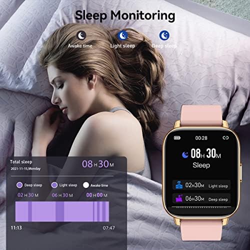 Kadın Kızlar Pembe için akıllı saat, Android iOS için Dokunmatik Ekran Spor Smartwatch, Kalp Hızı ile Spor İzci İzle, Kan Basıncı,