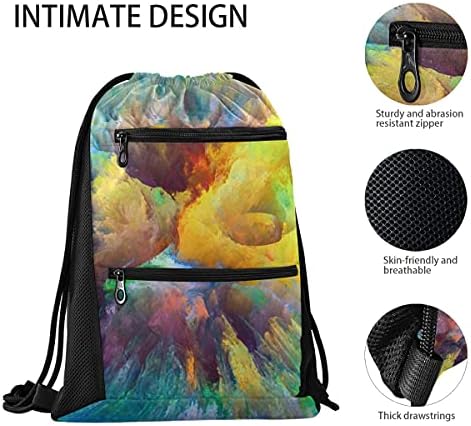 Renkler Soyut Çok Renkli İpli sırt çantası Çanta Cinch Çuval Cepler ile Eğitim İpli Spor Çantası