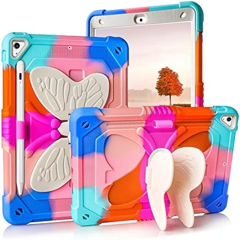 Vofolen için iPad 10.2 Kılıf 9th / 8th / 7th Nesil Kılıf 2021/2020/2019, sevimli Kelebek Kanatları Kickstand ile kalemlik Çocuklar