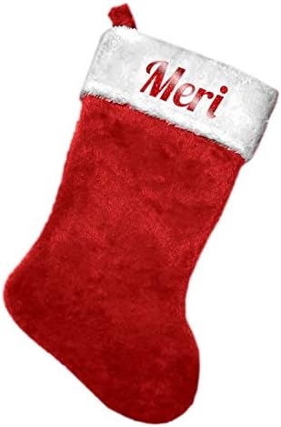 Meri Kırmızı Glitter Peluş Noel Tatili Çorap, 8.5 inç. x 18 inç.