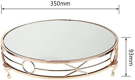 Teerwere Kek Standı Kek Standı 14 Altın Kaplama Ayna Kek Standı Yuvarlak Metal Süslemeleri Düğün Ekran Sahne (Renk: Altın, Boyutu: