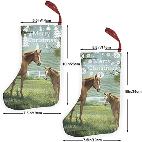 Hayvanlar Nakış Resim Sergisi Atlar Noel Çorap 2 Paket 10 İnç, Noel Çorap Noel Ağacı Şömine Asılı Çorap Noel Şeker Mevcut Çanta