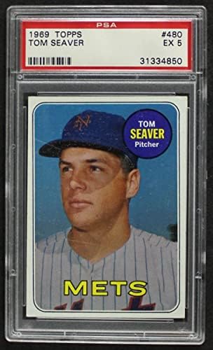 1969 Topps 480 Tom Seaver New York Mets (Beyzbol Kartı) PSA PSA 5.00 Mets