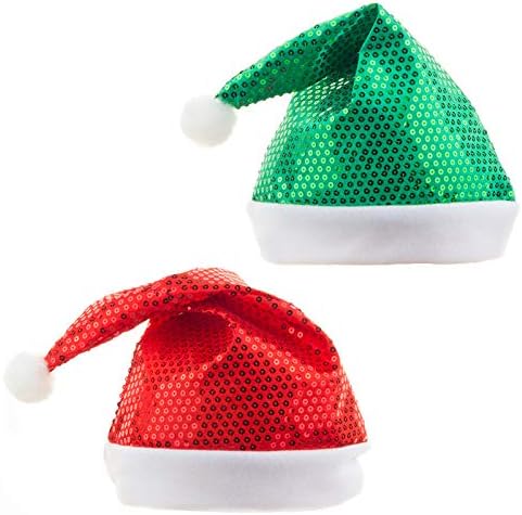 KKBES 2 ADET Noel Şapka Sequins Santa Şapka Noel Tatil Şapkalar Klasik Kırmızı Noel Tatil Şapkalar için Parti Kostüm Noel Kostümleri