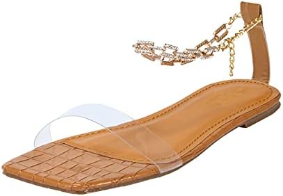 FNJJLU Sandalet Kadınlar için Rahat Yaz, burnu açık plaj sandaletleri Rahat Gladyatör Sandalet Ayak Bileği Kayışı Düz Sandalet