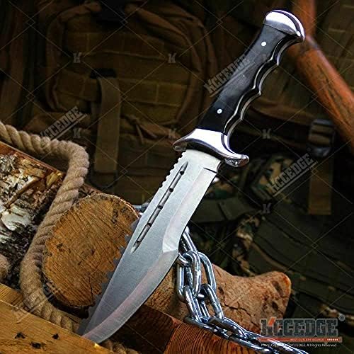 15 Tam Tang Sabit Bıçak Avcılık Survival Bıçak W/Ahşap Kolu Tam Kenar Kahverengi tarafından Survival Çelik