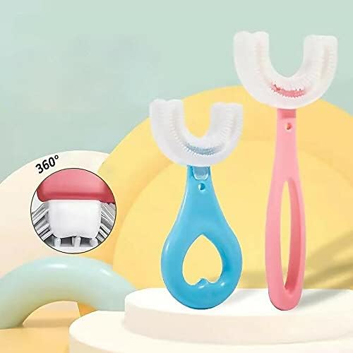 BFMBCHDJ 2 Adet Tüm Yuvarlak Çocuk U Şekli Diş Fırçası, 360° Oral Diş Temizleme Diş Fırçası, Çocuklar için U - Şekilli Diş Fırçası,