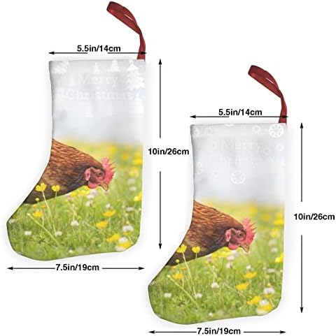 GLRTORE Tavuk ve Çiçek Noel Çorap 2 Paket 10 İnç, noel Çorap Noel Ağacı Şömine Asılı Çorap Noel Şeker Mevcut Çanta için Aile